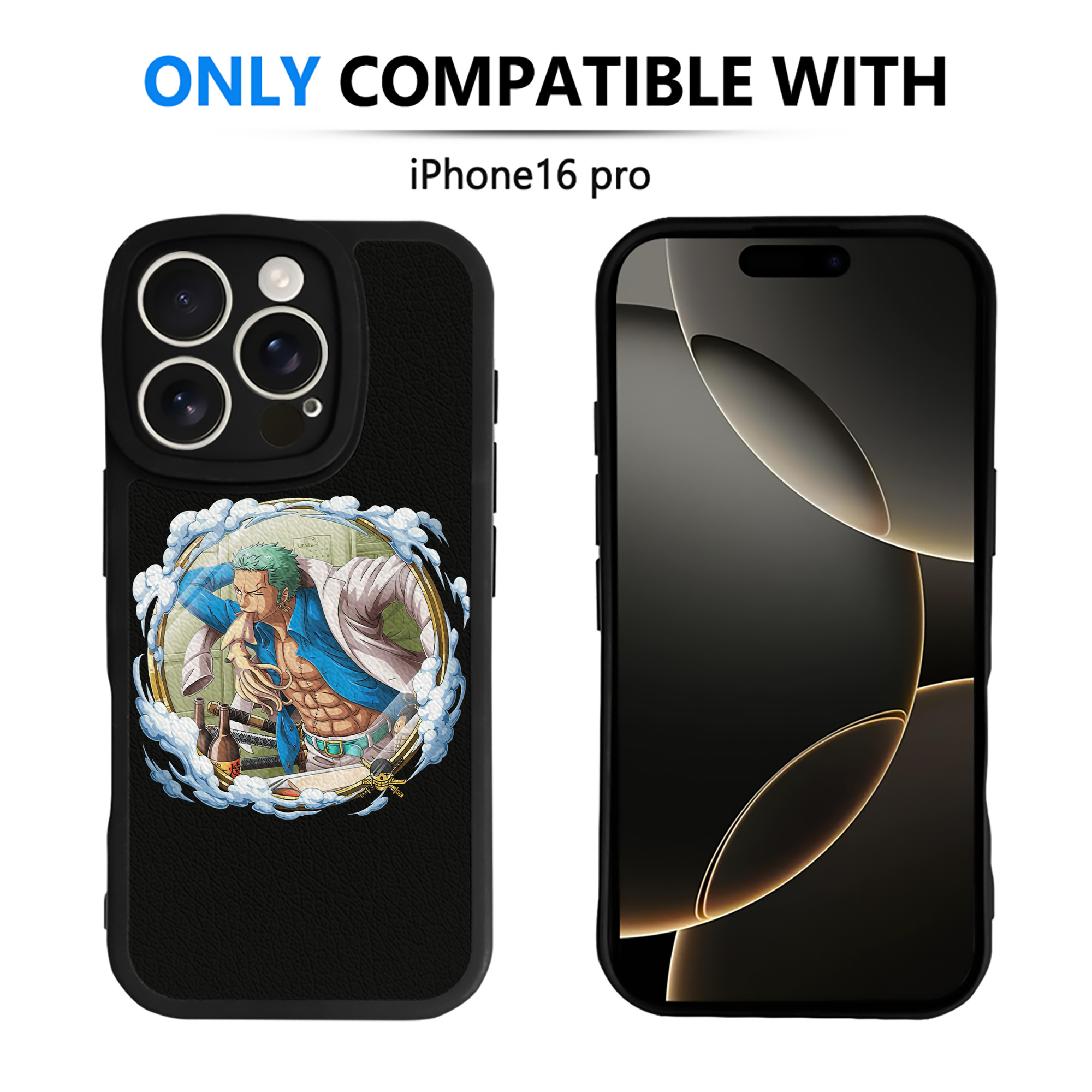 （画像用） ワンピース ロロノア・ゾロ ONE PIECE Roronoa Zoro 【iPhone 16シリーズ対応】シリコンスマホケース（レザー調） 材質：シリコン